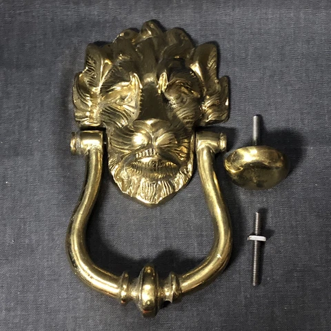 Large 9 inch Brass Lions Head Ring Door Knocker Door Bell 3 Pounds Cover
