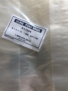 100 piezas Bolsas reforzadas de plástico transparente Bolsas de refuerzo laterales de 5" x 3" x 10” 1 mil nuevas - Imagen 1 de 2