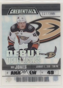 2019 Upper Deck Credentials Debut Ticket Access Acetate /299 Max Jones Rookie RC