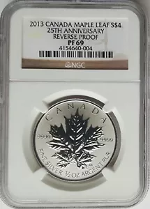 2013 Canada Reverse Proof Silver Maple Leaf 25th Anniversary $4 Coin- NGC PF 69 - Picture 1 of 4