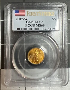 RARE 2007-W 1/10 oz Burnished Gold Eagle MS-69 PCGS (FirstStrike®) - Picture 1 of 2