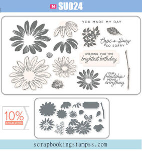 CHEERFUL DAISIES Clear Stamps And Metal Cutting Dies Sets For Scrapbooking