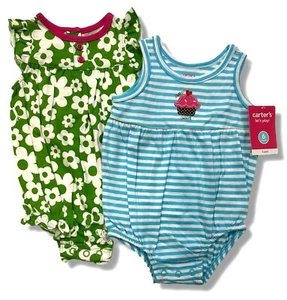 CARTER'S GIRLS OUTFIT - SET 2 PCS BODYSUIT DRESS - SZ 6 MONTHS STRIPED FLOWER - Picture 1 of 1