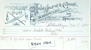 1890 Portland Oregon Billhead HABIGHORST & CONANT HARDWARE SEGHE LEGNAME - Foto 1 di 1