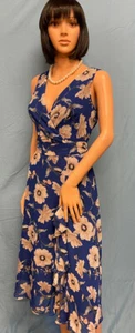 JESSICA HOWARD Blue Sleeveless Flowered Ruffle Skirt Dress 4P NWT - Picture 1 of 6