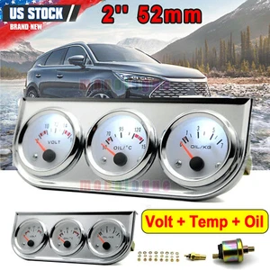 Motorcycle Guage Water Temp Oil Temp/Pressure Gauge 52mm 3 in 1 Triple Gauge Kit - Foto 1 di 12