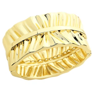 Brazalete ancho tono dorado, brazalete con volantes aspecto texturizado forma ovalada bisagras 1 1/4 pulgada - Imagen 1 de 2