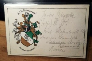 ATV Ditmarsia Kiel - Farbschild mit Zirkel / Karte - Studentika - Bild 1 von 1