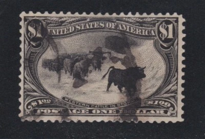 US 292 $1 Trans-Mississippi Used VF SCV $700 - Image 1 of 2