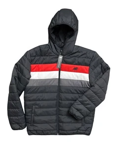 NEW New Balance Jacket Mens Medium Gray Puffer Quilted Tech Jacket Hooded - Picture 1 of 11