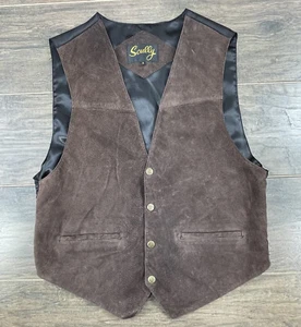 Scully Mens Brown Suede Leather Western Style Snap Button Vest Medium - Picture 1 of 5