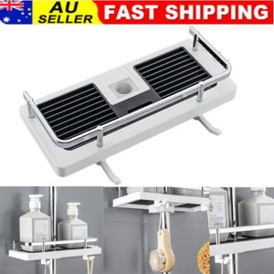 Pole Shower Caddy Tray Holder Shower Storage Rack Organiser Bathroom Tray Shelf - Picture 1 of 16