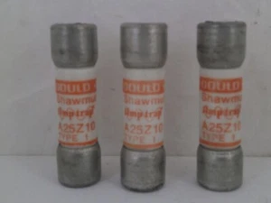 GOULD SHAWMUT *SET OF 3*  A25Z10-1 10 AMPS/300 VOLTS  *NEW/OLD SURPLUS* - Imagen 1 de 3