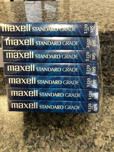 7 Bänder Maxell T-120 Standardqualität Leer VHS Video, brandneu versiegelt - Bild 1 von 4