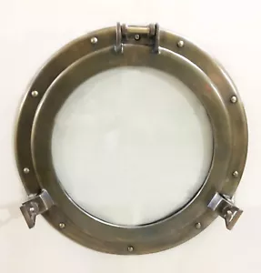 Antique Ship Porthole 17" Nautical Maritime Porthole Glass Photo Frame Decor - Picture 1 of 5
