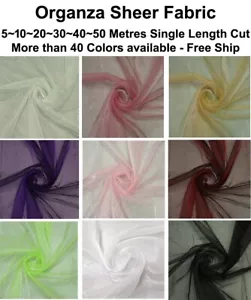 10 YARD Organza Fabric 45" W Crystal Sheer Sewing Craft DIY Wedding Party Décor - Picture 1 of 98