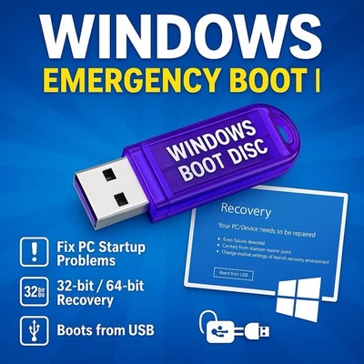 Windows Emergency Boot USB Repair Drive 32/64 Bit - Start- & Bootfehler beheben - Bild 1 von 3