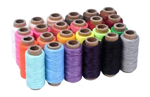 24 Assorted Colors Round Waxed Thread for Leather Sewing - 22 X 24 Yds 0.8mm ... - Picture 1 of 8
