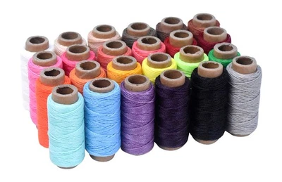 24 Assorted Colors Round Waxed Thread for Leather Sewing - 22 X 24 Yds 0.8mm ... - Image 1 of 4