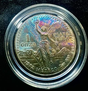Libertad 1982 1 OZ Onza plata mexicana 🌈moneda especial súper tonificante - Imagen 1 de 4