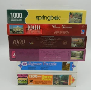 LOT of 6 NEW SEALED 1000 PC PUZZLES Springbok Kinkade Whitman Scenics ++ - Picture 1 of 8