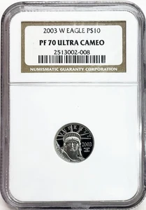 2003 W PLATINUM $10 DOLLAR PROOF AMERICAN EAGLE 1/10 OZ COIN NGC PF 70 UC - Picture 1 of 2