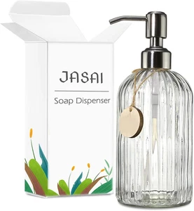 Dispenser sapone in vetro ricaricabile 18 oz acciaio inox liquido bagno pompa manuale - Foto 1 di 18