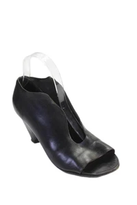 Marsell Womens Leather Open Toe Stacked Cone High Heels Black Size EUR 38 - Picture 1 of 5