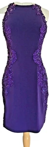 Slim Purple Short Dress, JVN by Jovani Illusion Lace Formal Prom Mini Gown, Open - Picture 1 of 9