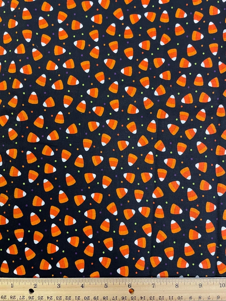 Tela Otoño Otoño Naranja Punto Negro Halloween Caramelo Maíz 100% Algodón Edredón POR YARDA Foto 1 de 1