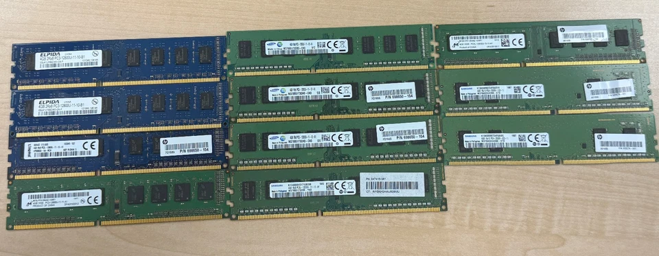 LOT Samsung / Elpida / Kingston / Hynix 4GB Desktop RAM (QTY 11) - Image 1 of 1