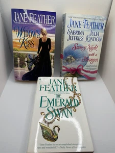 Jane Feather Romance Lot 3 PBs Emerald Swan Widow's Kiss Snowy Night - Picture 1 of 6