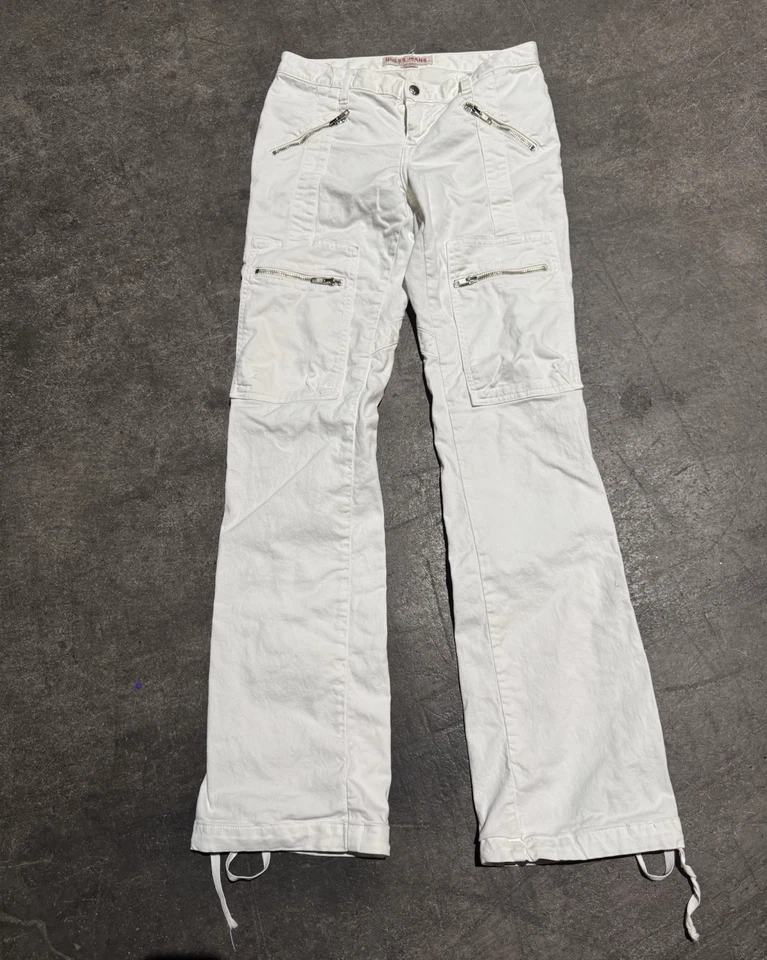 Vintage GUESS Jeans Cargo Low Rise Grunge Steam Punk Zipper Pants Size 28 Y2K - Image 1 of 4