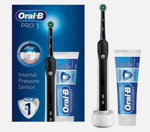 Cepillo de dientes eléctrico recargable Oral-B Pro 1 605 edición negra + pasta de dientes - Imagen 1 de 8