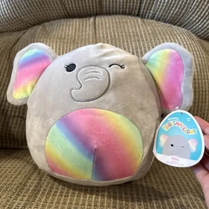 Peluche coleccionable Kellytoy Squishmallows 8" Mila the Elephant 2021 arco iris nuevo con etiquetas - Imagen 1 de 3