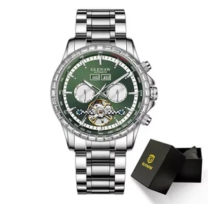 * Luxus Automatik Armbanduhr Herren Mechanische Uhr Chronograph Datum Grün - Bild 1 von 9