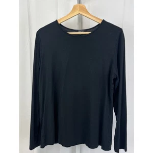 COMFY USA Long Sleeve Crew Neck Top Stretch Modal Jersey Knit Black Size L - Picture 1 of 8