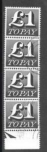 GB POSTAGE DUE SG D88 1970/75 VERY FINE USED STRIP x 4 - Picture 1 of 2