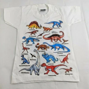 Vintage 80s 90s All Over Print Dinosaur T Shirt Grunge Skate Lizard Size 2-4 NOS - Picture 1 of 5