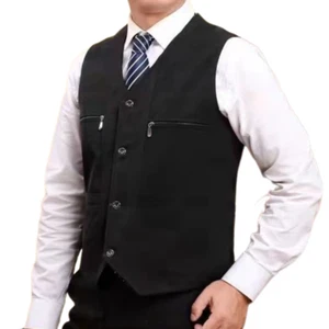 Middle-aged and Elderly Men's Waistcoat Casual Vest Pocket Sleeveless Jacket Top - Picture 1 of 15