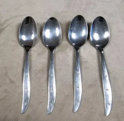 Superior Acero Inoxidable EE. UU. 4 Cucharaditas Cucharaditas Starburst Atomic INS16 Star MCM Foto 1 de 4