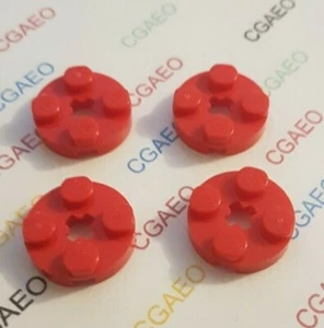 4 x Lego 4032 Plate, Round 2 x 2 with Axle Hole - RED - Imagen 1 de 1