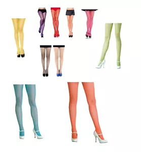 Fishnet Tights -Fine Net Diamond Net Elastic Waistband Various Colour & Size - Picture 1 of 57