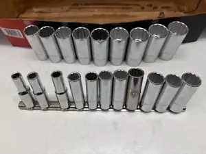 Proto PROFESSIONAL 20pc Metric 1/2" Drive DEEP Socket Set, MISSING 13,15,19 &24 - Picture 1 of 18