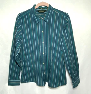 Camisa Eddie Bauer Elástica Abotonada Resistente a Arrugas Rayas Manga Larga Mujer L - Imagen 1 de 8