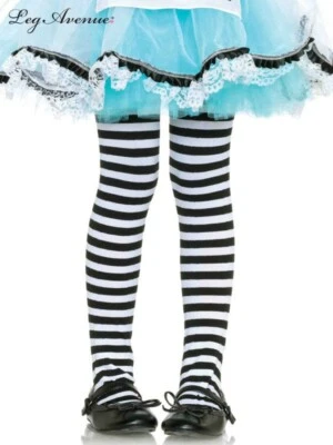 Child Black & White Striped Stockings Book Week Dancewear Fancy Dress Pantyhose - image 1 of 2