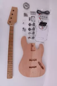 DIY electric 4strings jazz bass kit set mahogany body roasted maple neck hardwar - Picture 1 of 6