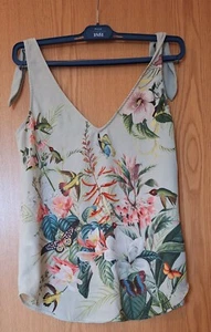 Oasis Light Green Fitzwilliam Floral Hummingbird Cami Top 6 Ties RARE VGC - Picture 1 of 4