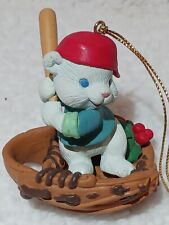 Vintage 1993 Mistletoe Magic Collectible Ornament 3 Inch Mouse In Baseball Glove