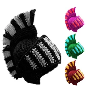 Ritter Helm Mütze mit Bartmaske Geschenk Mütze Handarbeit gestrickt Winter dicke Mütze - Bild 1 von 20